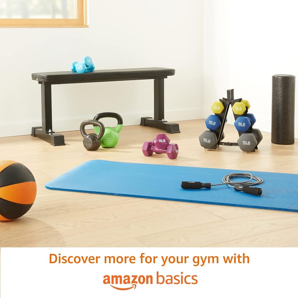Amazon Basics Rubber Encased Exercise  Fitness Hex Dumbbell, Hand Weight For Strength Training