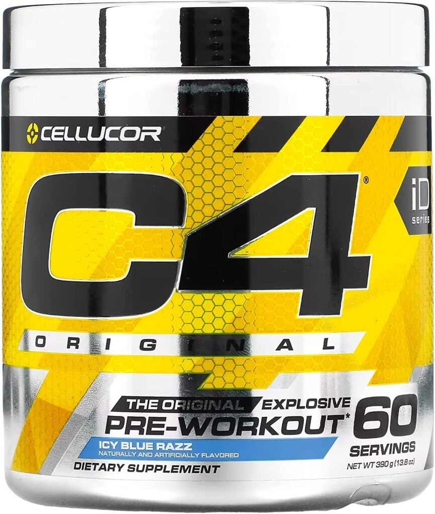 Cellucor C4 Original Pre Workout Powder ICY Blue Razz - Vitamin C for Immune Support - Sugar Free Preworkout Energy for Men  Women - 150mg Caffeine Plus Beta Alanine Plus Creatine - 60 Servings