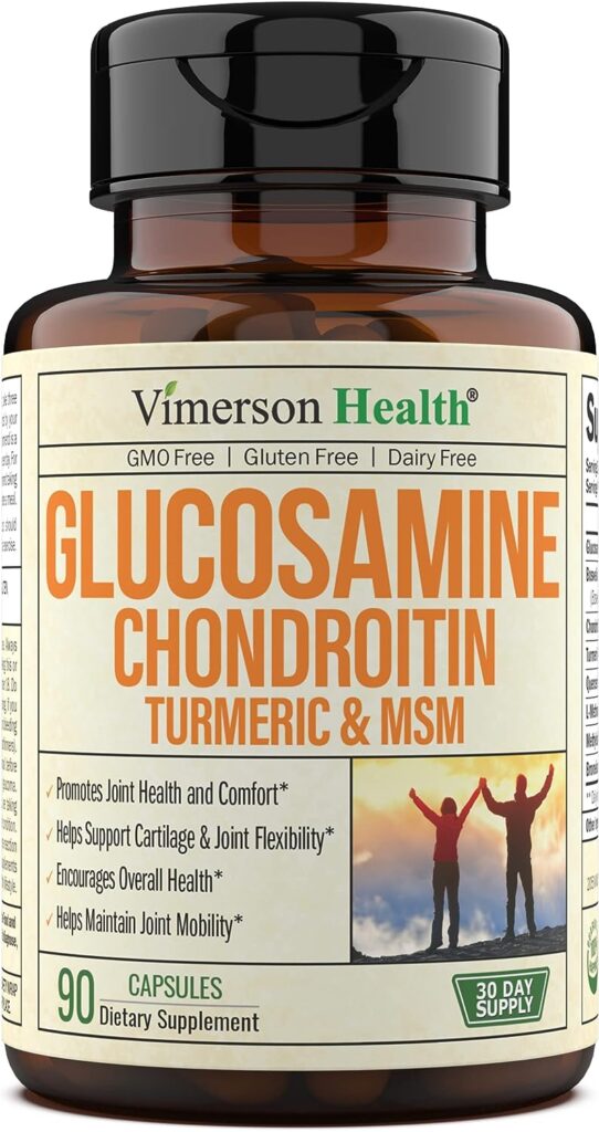Glucosamine Chondroitin MSM Turmeric Boswellia - Joint Support Supplement. Antioxidant Properties. Helps with Inflammatory Response. Occasional Discomfort Relief for Back, Knees  Hands. 90 Capsules