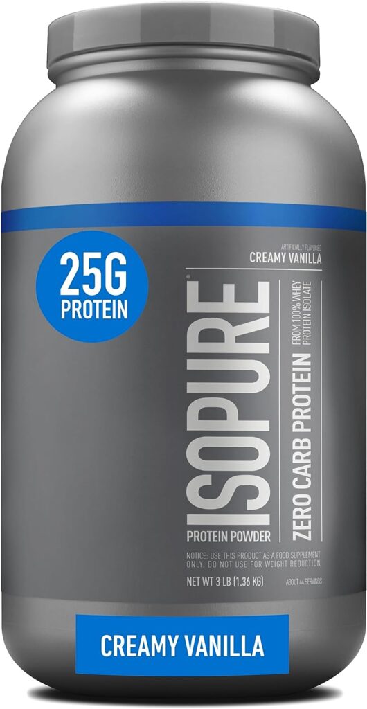 Isopure Protein Powder, Creamy Vanilla Whey Isolate with Vitamin C  Zinc for Immune Support, 25g Protein, Zero Carb  Keto Friendly, 44 Servings, 3 Pounds (Packaging May Vary)