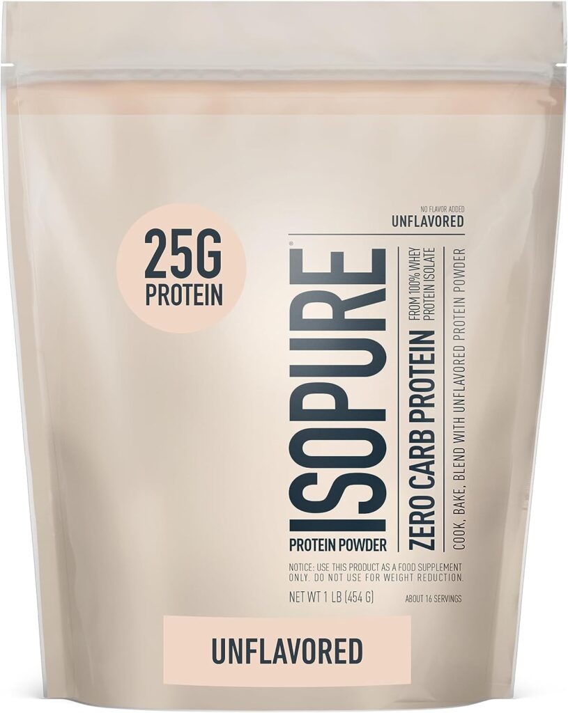 Isopure Unflavored Protein, Whey Isolate, 25g Protein, Zero Carb  Keto Friendly, 2 Ingredients, 16 Servings, 1 Pound (Packaging May Vary)