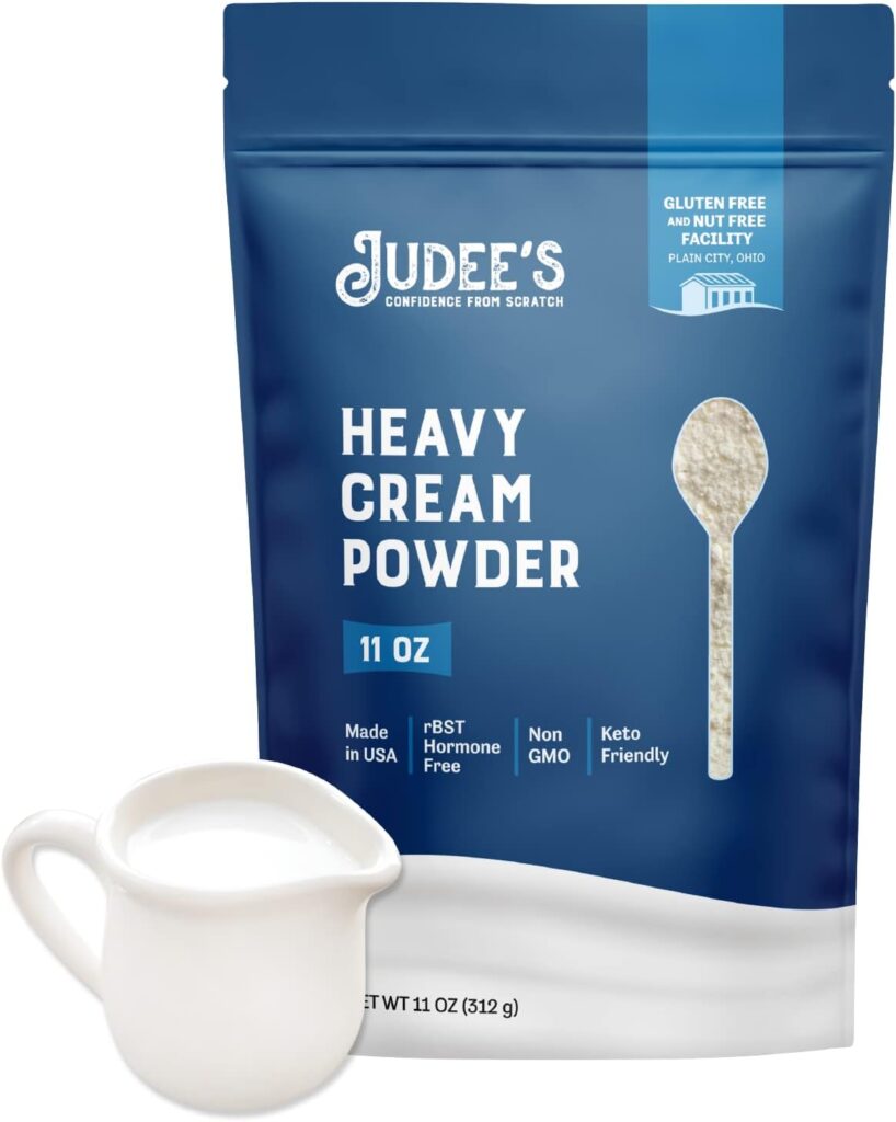 Judees Heavy Cream Powder - 11 oz - Baking Supplies - Delicious and 100% Gluten-Free - Great for Coffee, Sauces, and Soups - Adds Healthy Fat to Homemade Treats and Beverages