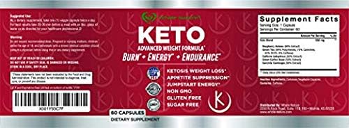 Keto Weight Loss Diet Pills : Rapid Fat Burner, Metabolism and Energy Ketosis Diet Pills for Men and Women - All Natural Gluten/Sugar Free Supplements with Raspberry Ketones - 60 Veggie Capsules (1)
