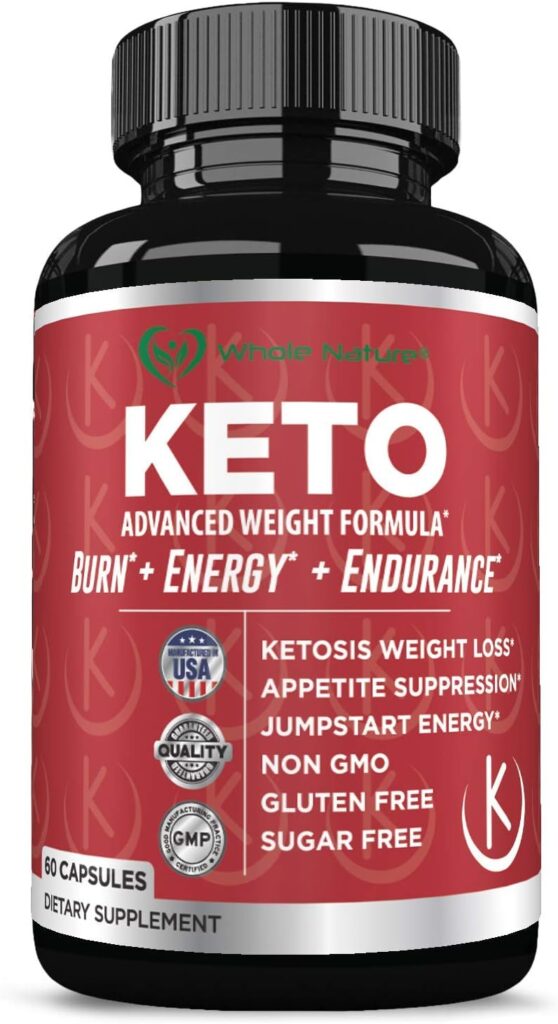 Keto Weight Loss Diet Pills : Rapid Fat Burner, Metabolism and Energy Ketosis Diet Pills for Men and Women - All Natural Gluten/Sugar Free Supplements with Raspberry Ketones - 60 Veggie Capsules (1)