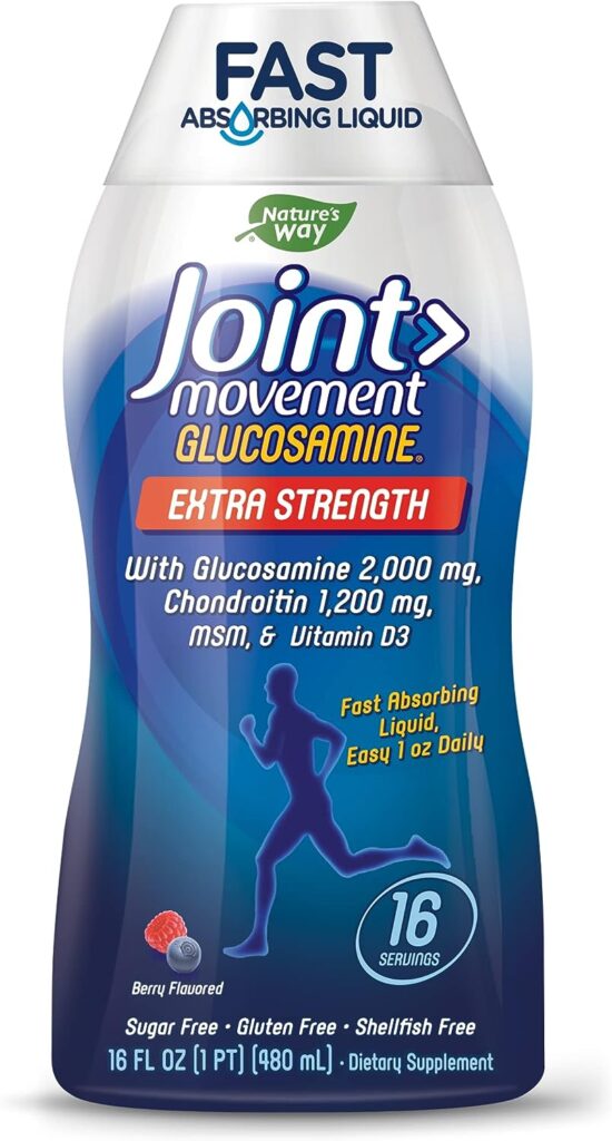 Natures Way Joint Movement Glucosamine Fast Absorbing Liquid, 16 Day Supply, 16 Oz, Berry Flavor