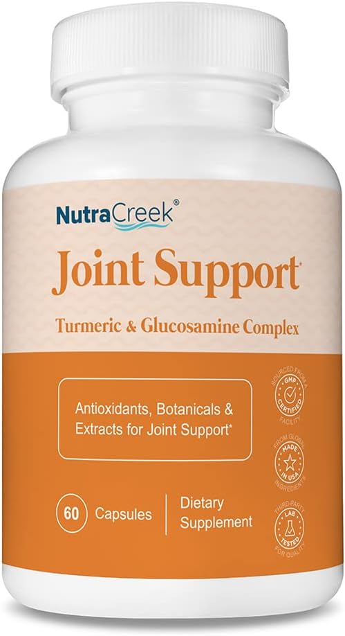 NutraCreek Joint Support | Turmeric and Glucosamine Supplement with BioPerine to Support Healthy Joints Naturally. Also Contains Ginger, Chondroitin and Boswellia | 60 Capsules (1)