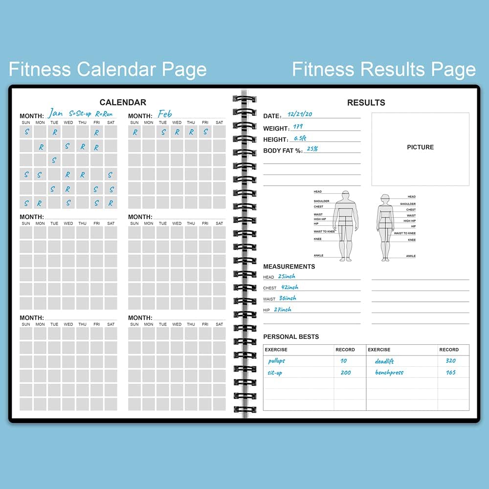 Workout Log for Women  Men - A5 Fitness Planner/Journal to Track Weight Loss, Workout Journal for GYM, Bodybuilding Progress - Daily Health  Wellness Tracker, Black